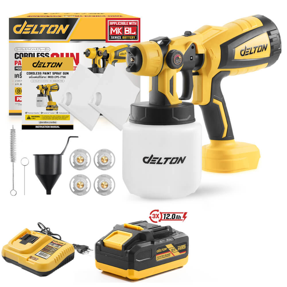 กาพ่นสีไร้สาย (พร้อมแบตเตอรี่) DELTON รุ่น CPS-7790 TURBO FORCE 20V 12AH_1